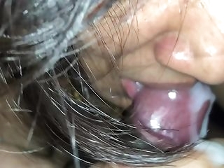 Sexiest Indian Lady Closeup Cock Sucking with Sperm in Gullet